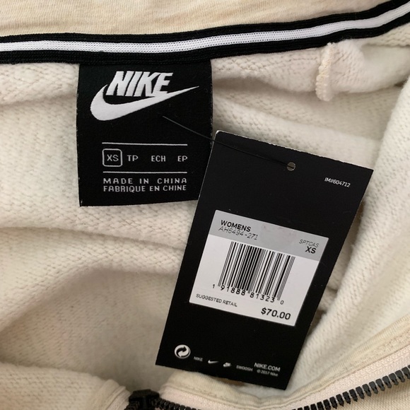 COZY Nike Half-zip Sweatshirt Oatmeal & Black XS - Picture 8 of 8